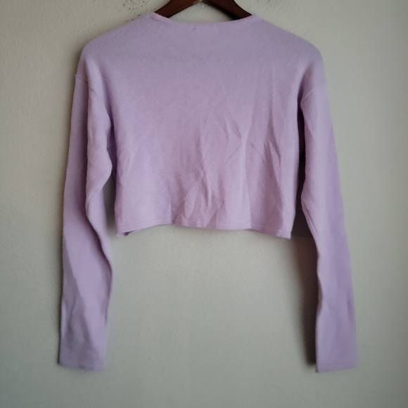 Reformation Idan Cropped Cashmere Crew in Pale Lavender size XS NWT - Picture 4 of 7